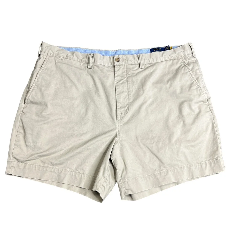 Polo Ralph Lauren Mens Classic Fit 6 Tan Khaki Stretch Chino Shorts Size 40